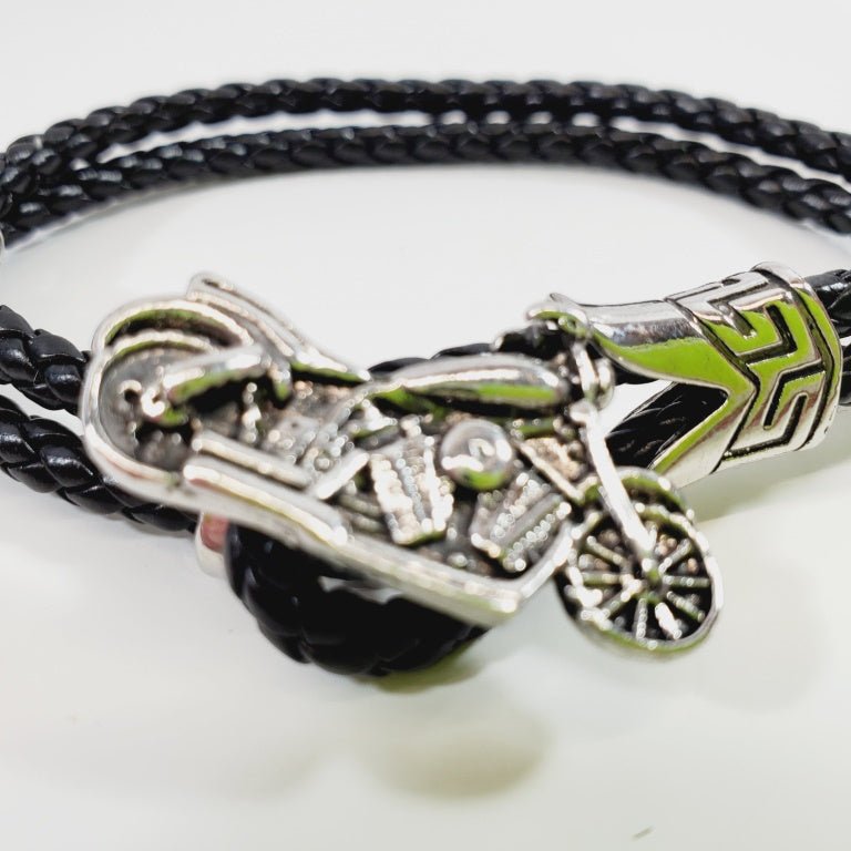 Motorcycle Leather Bracelet 8" - Image 2