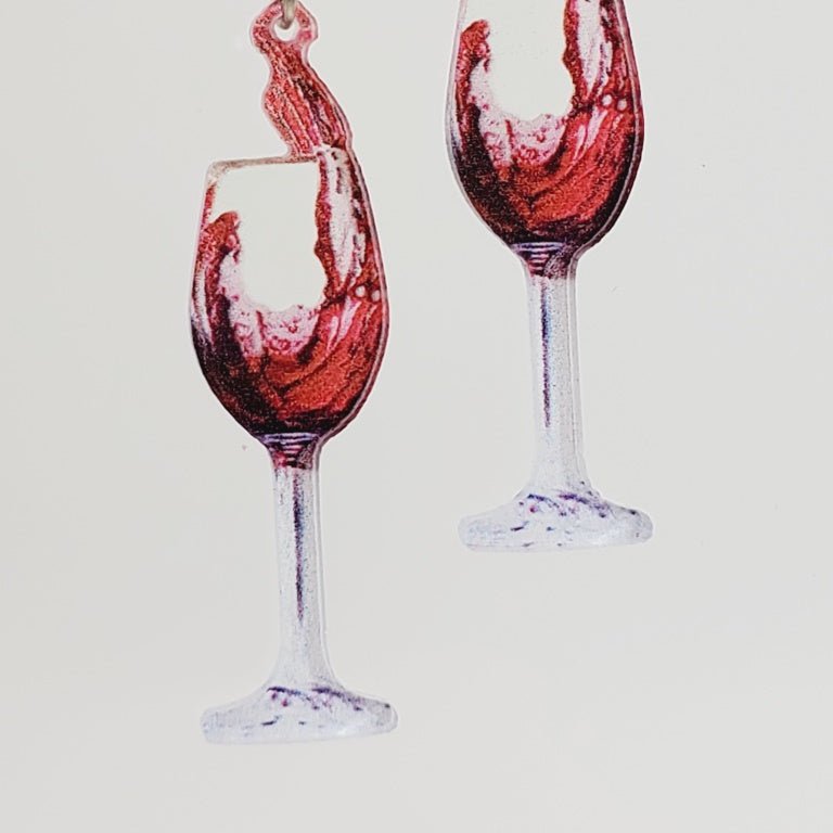 Wine Glass Pierced Earrings 2D - Image 2