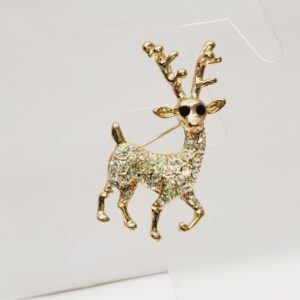 Crystal Christmas Reindeer Brooch