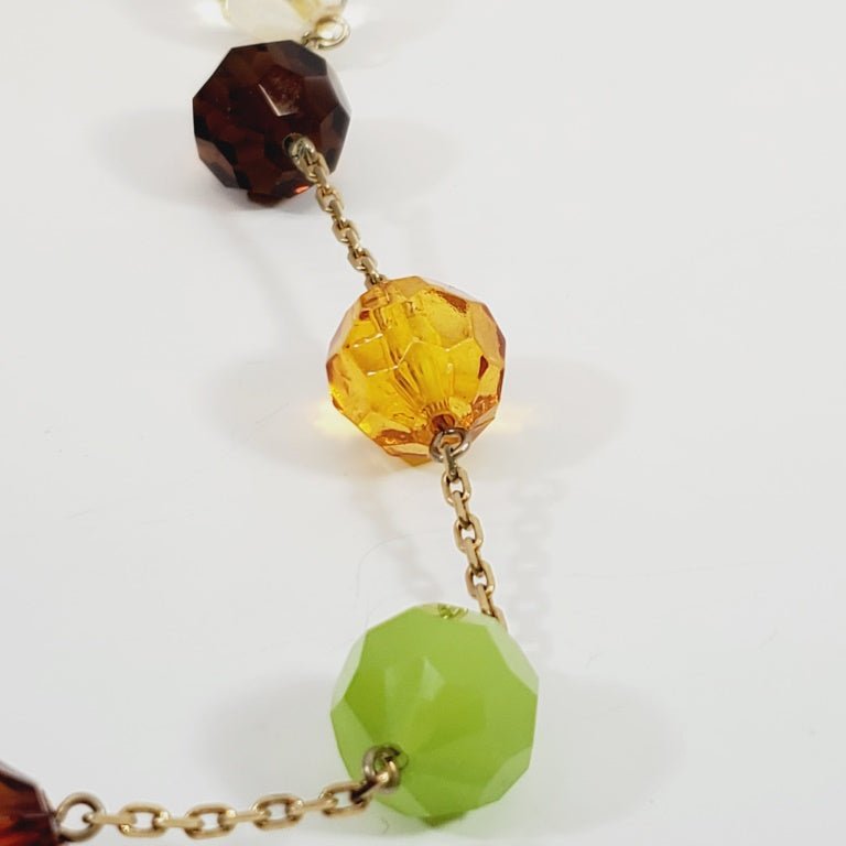Vintage Multicolour Crystal Bead and Chain Necklace 36" - Image 4