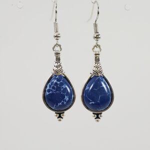 Blue Agate Teardrop Shaped Earrings
