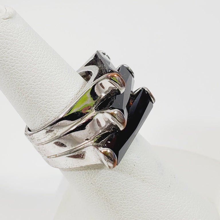 Vintage Signed Maher Crystal Ring Size 7 - Image 5