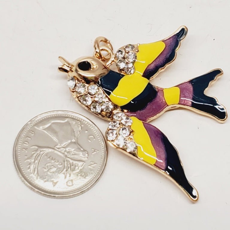 Bird Enamel & Crystal Pendant - Image 2