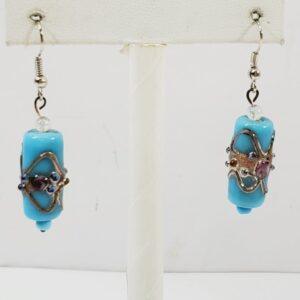 Art Glass Blue Earrings
