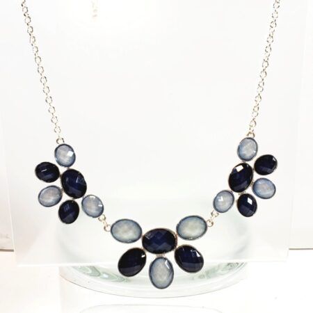 2 Tone Blue Statement Necklace 18"
