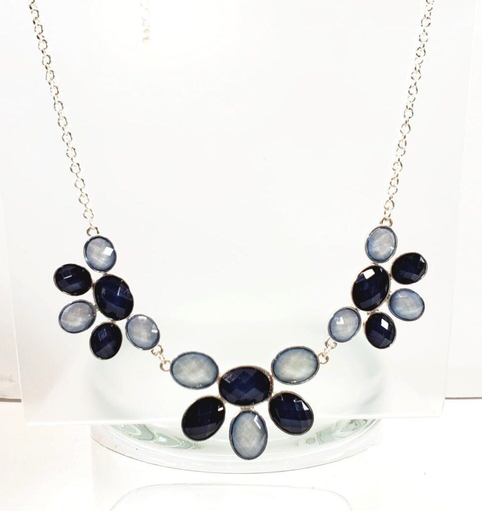 2 Tone Blue Statement Necklace 18"