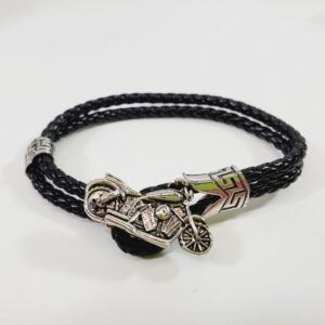 Motorcycle Leather Bracelet 8"