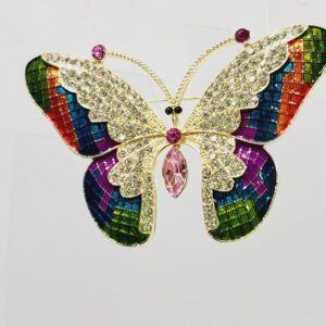 Enamel and Crystal Butterfly Brooch