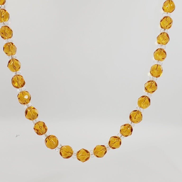 Vintage Yellow Crystal Beaded Necklace 18" - Image 3