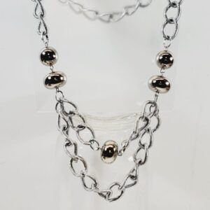 Metal Beads and Chain Necklace 24"