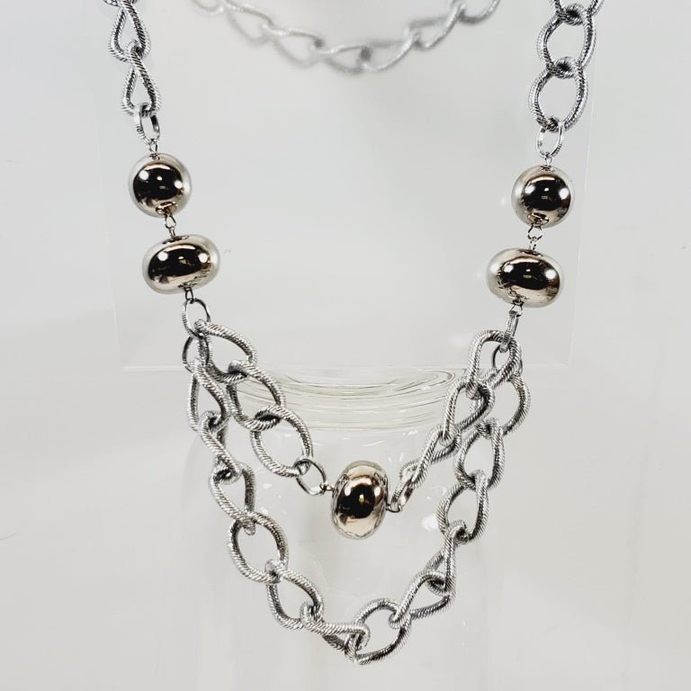 Metal Beads and Chain Necklace 24"